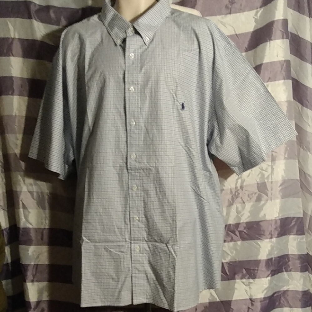 NWOT Ralph Lauren Mens 4XB BIG Button Down Plaid Short Sleeve Classic Fit Shirt